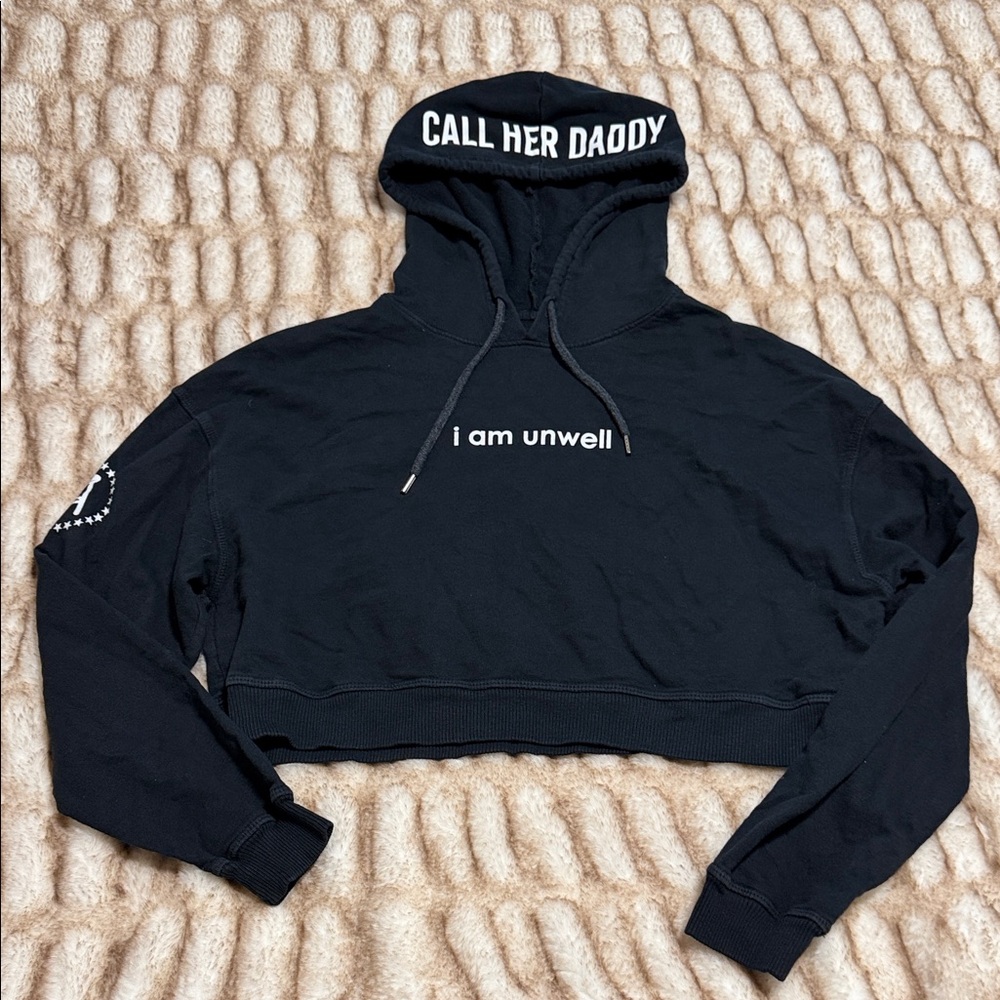 Call Her Daddy Black Cropped Hoodie